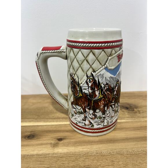 Vtg 1985 Budweiser Series 'A' Anheuser Busch Holiday Beer Stein Mug Clydesdale - Picture 2 of 9